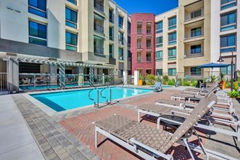 Exclusive swimming pool and spa area with upgraded finishes